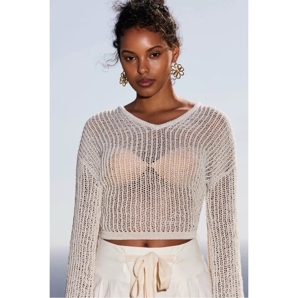Cult Gaia Catherine Crochet Cover Up Sweater Hoodie Sz M - Picture 1 of 13